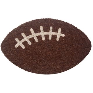 Football Brown/ White Non slip Coir Doormat (2 X 24)