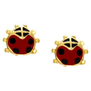 Lily Nily 18K Gold Overlay Enamel Ladybug Stud Earrings   Red