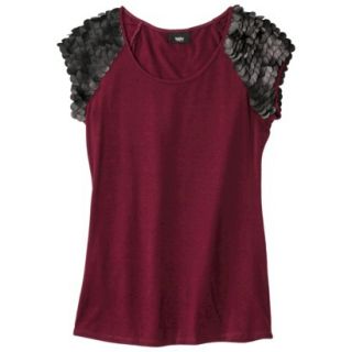 Mossimo Womens Faux Leather Disc Tee   Red/Black XL