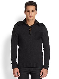Barbour Blease Wool Hooded Sweater   Charcoal