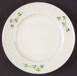 Belleek Pottery (Ireland) Shamrock Salad Plate, Fine China Dinnerware   Basketwe