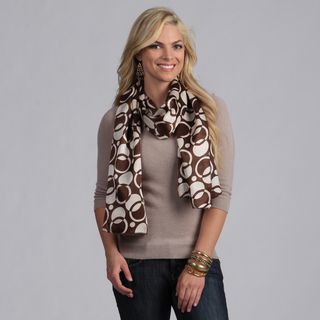 Peach Couture Womens Brown And White Circle Pattern Scarf (Brown/ whiteMaterials 100 percent viscoseDimensions 22 inches wide x 72 inches longCare instructions Hand wash )