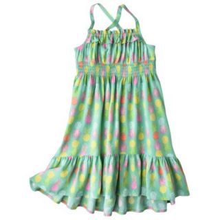 Cherokee Infant Toddler Girls High Low Pineapple Maxi Dress   Nettle Green 18 M