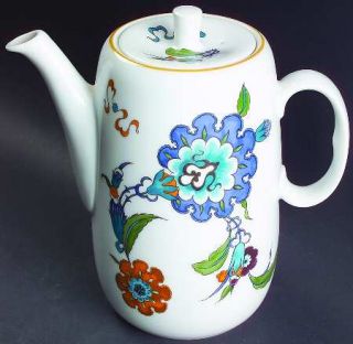 Royal Worcester Palmyra Coffee Pot & Lid, Fine China Dinnerware   Blue/Teal/Red