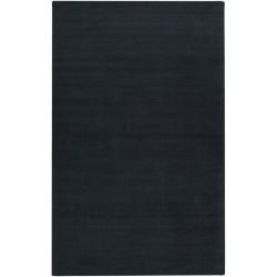 Hand crafted Navy Blue Solid Causal Ridges Wool Rug (76 X 96)