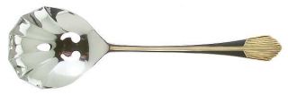 Retroneu Flare (Stainless Gold Accents) Pierced Solid Serving Spoon   Stainless,