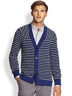  Collection Modern Fit Graphic Knit Cardigan   Blue