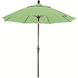 Fiberglass 9 foot Spa Green Olefin Crank And Tilt Umbrella (Spa greenMaterials Fade resistant fabric, aluminumPole materials AluminumWeatherproofClosure type Crank systemShade UV ProtectionDimensions 108 inches long x 108 inches wide x 96 inches highA