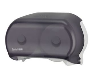 San Jamar Classic Versatwin Bath Tissue Dispenser, (2) 5 1/2 in Rolls, Trans Black Pearl