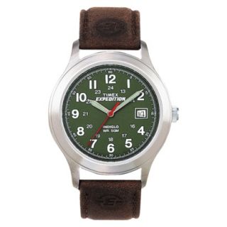 Mens Timex Green Dial Watch   Brown