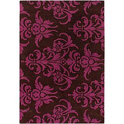 Hand tufted Tarni Brown/ Pink Rug (79 X 106) (BrownPattern FloralMeasures 0.75 inch thickTip We recommend the use of a non skid pad to keep the rug in place on smooth surfaces.All rug sizes are approximate. Due to the difference of monitor colors, some 
