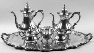 Wallace Rose Point (1200,Silverplt,Holloware) 6 Piece Plated Tea Set (Waste & Tr