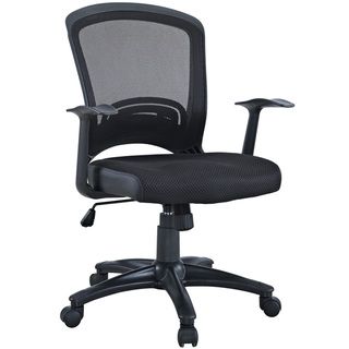 East Ends Black Mesh Office Chair (BlackBreathable mesh backSponge seat covered with a mesh fabricPneumatic height adjustmentPassive lumbar supportTilt tension controlFive dual caster wheels on sturdy hooded baseWeight capacity 250 poundsProduct dimensio