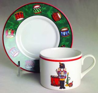 International Holiday Spirit Flat Cup & Saucer Set, Fine China Dinnerware   Bob