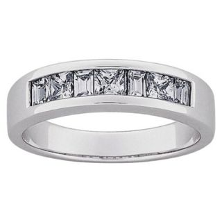 Sterling Silver Square and Baguette CZ Wedding Band