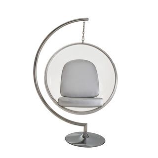 Eero Aarnio Style Bubble Chair And Stand With Silver Pillows