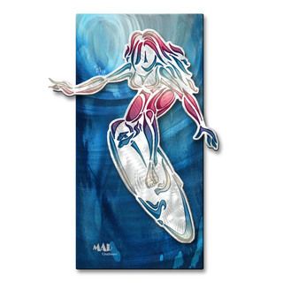 Megan Duncanson Girl Surfing 1 Metal Wall Sculpture (MediumSubject AbstractOuter dimensions 23.5 inches high x 16 inches wide x 2 inches deep )