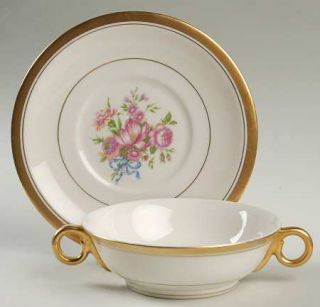 Haviland Winfield Footed Cream Soup Bowl & Saucer Set, Fine China Dinnerware   N
