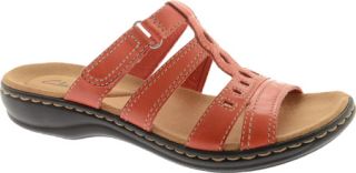 Womens Clarks Leisa Rhine   Reddish Coral Leather Sandals