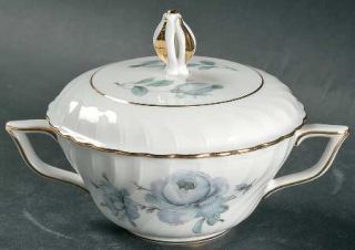 Royal Bayreuth First Love Sugar Bowl & Lid, Fine China Dinnerware   Gray & Green