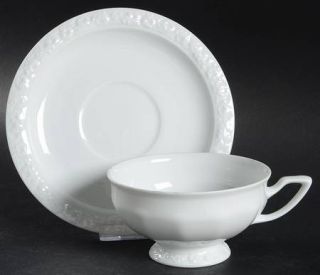 Rosenthal   Continental Maria White (12 Sided) Oversized Cup & Saucer Set, Fine