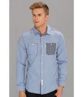 Marc Ecko Cut & Sew Utility Oxford L/S Woven Shirt Mens Long Sleeve Button Up (Blue)