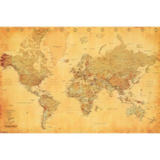 Art   World Map Vintage Style Poster