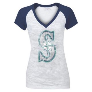 MLB Womens Seattle Mariners T Shirt   White/Navy (L)