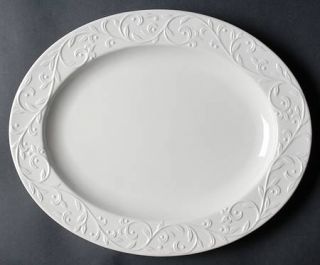 Lenox China Opal Innocence Carved 13 Oval Serving Platter, Fine China Dinnerwar