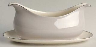 Franciscan Palomar Grey (Platinum Trim) Gravy Boat with Attached Underplate, Fin