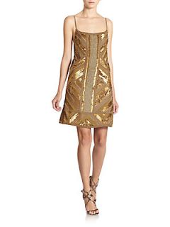Beaded Party Dress   Gold