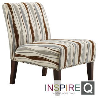 Inspire Q Kayla Pastel Wavy Stripe Fabric Armless Lounge Chair