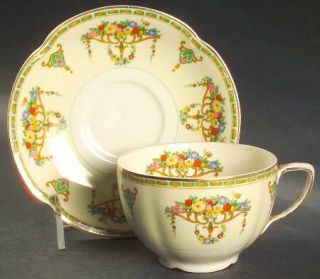 Johnson Brothers Cavendish, The Flat Cup & Saucer Set, Fine China Dinnerware   P