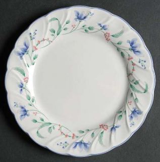 Nikko Floriana Salad Plate, Fine China Dinnerware   Blossomtime,Blue Flowers,Gre