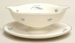 Syracuse Celeste Gravy Boat with Attached Underplate, Fine China Dinnerware   Bl
