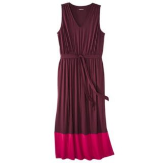 Merona Womens Plus Size Sleeveless Color block Maxi Dress   Berry/Red 2