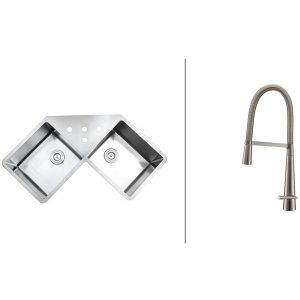 Ruvati RVC2564 Combo Stainless Steel Kitchen Sink and Stainless Steel Set