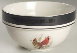 Folkcraft Cardinal Coupe Cereal Bowl, Fine China Dinnerware   Black Band,Birds I