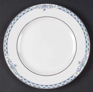 Royal Doulton Josephine Platinum Luncheon Plate, Fine China Dinnerware   Blue Fl
