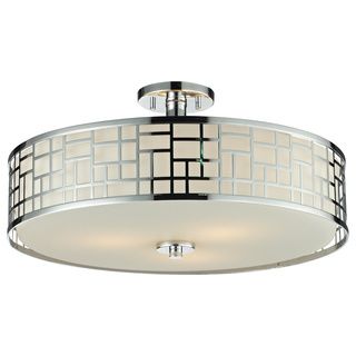 Z lite Elea 3 light 20.5 inch Semi flush Mount Chrome Ceiling Fixture With Matte Opal Glass (SteelSetting Indoor Fixture finish ChromeShades Matte opal glass Number of lights Three (3) Requires three (3) medium 100 watt bulbs (not included)Dimensions