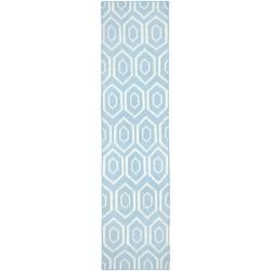 Safavieh Hand woven Moroccan Dhurrie Blue/ Ivory Wool Rug (26 X 12)