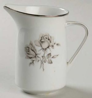 Prudence Duette Creamer, Fine China Dinnerware   P 567,Gray Roses, Smooth, Plati