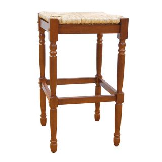 Carolina Chair and Table Co Gilbert 29.5 in. Bar Stool   Walnut with Rush Seat