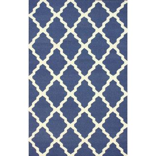 Nuloom Handmade Moroccan Trellis Flatweave Kilim Blue Wool Rug (86 X 116) (IvoryPattern AbstractTip We recommend the use of a non skid pad to keep the rug in place on smooth surfaces.All rug sizes are approximate. Due to the difference of monitor colors