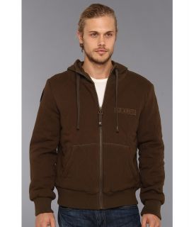 Authentic Apparel US Army Quilted Hoodie Mens Sweatshirt (Brown)