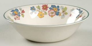 Franciscan Orient Coupe Cereal Bowl, Fine China Dinnerware   Blue & Rose Flowers