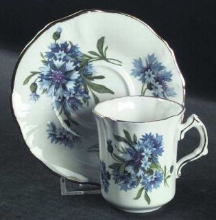 Hammersley Cornflower Blue Flat Demitasse Cup & Saucer, Fine China Dinnerware  