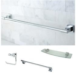 Chrome 3 piece Shelf And Towel Bar Bathroom Accessory Set