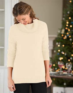Relaxed Cashmere Cowlneck Sweater, Pearl, Large