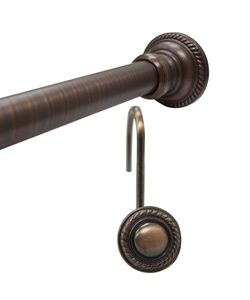 Rubbed Bronze Classic Finial Adjustable Chrome Shower Rod And Hook Set